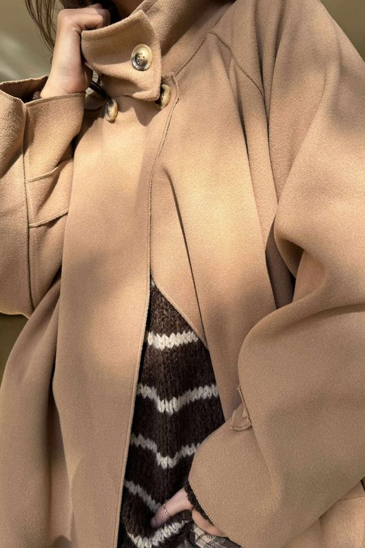 Sonn Funnel Neck Coat Camel